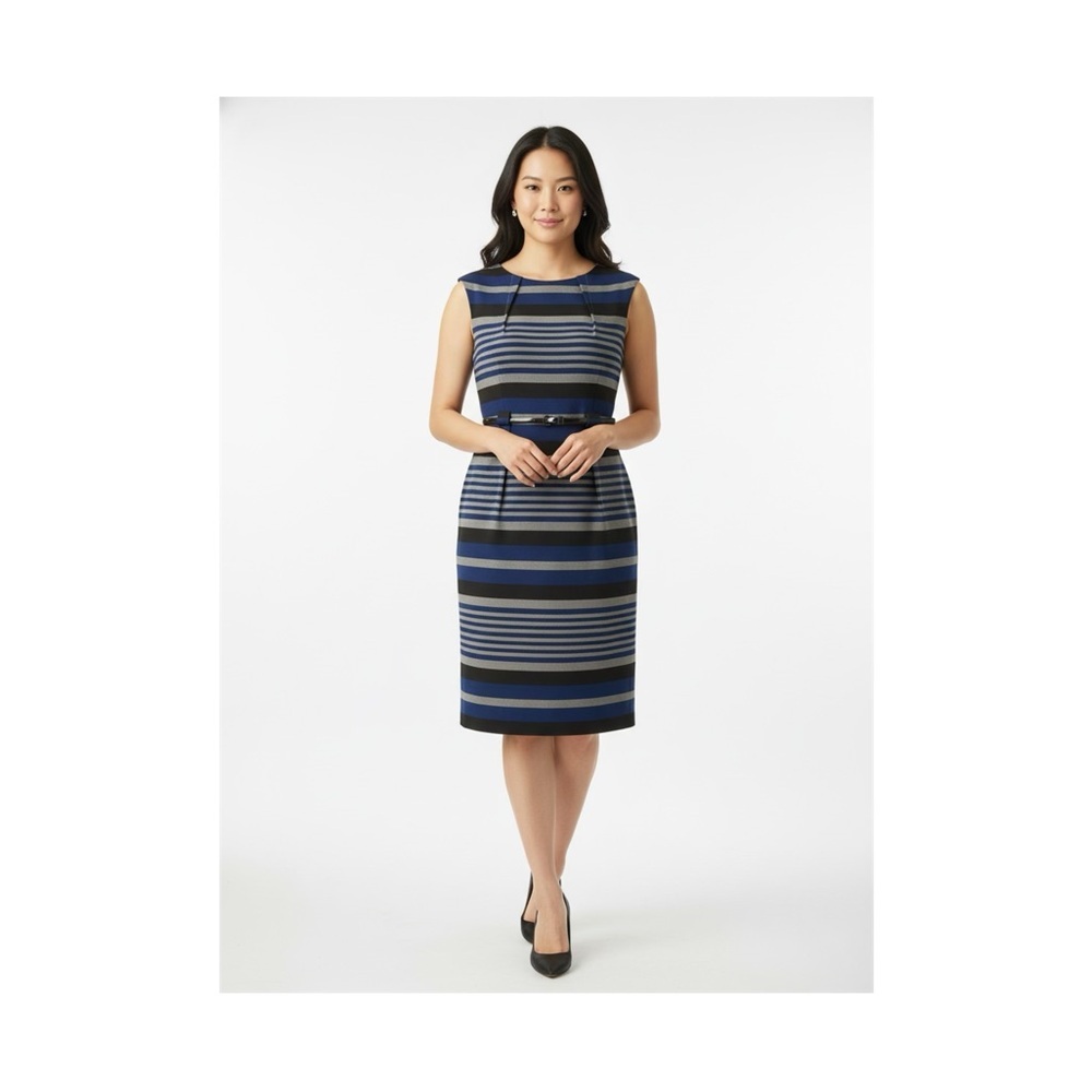 Calvin Klein Blue and Black Striped Dress